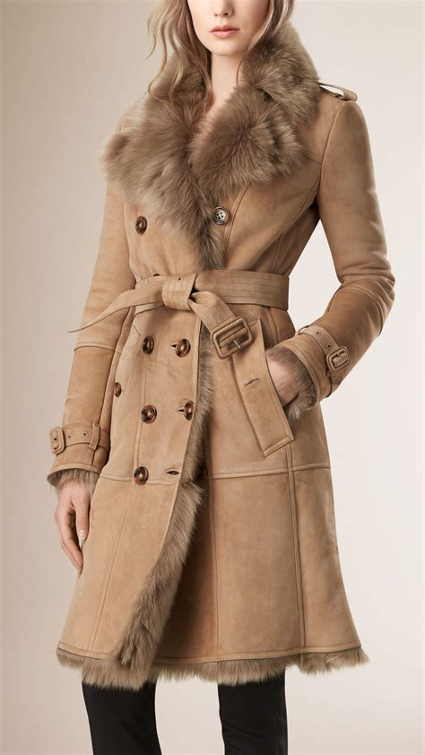 burberry sherling coat|burberry shearling coats women's.